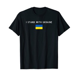 I Stand With Ukraine Minimalist Design Ukrainian Flag T-Shirt