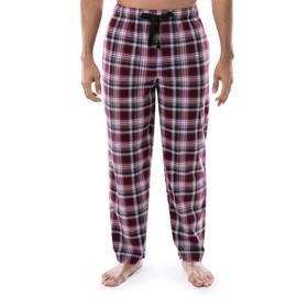 Van Heusen Men's Flannel Fleece Sleep Pant, Red Plaid, Large