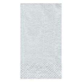 Caspari Moiré Paper Guest Towel Napkins in Platinum - Four Packs of 15