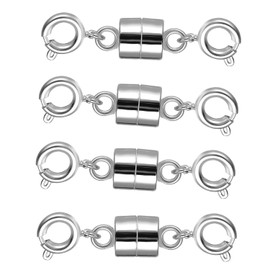 Magnetic Necklace Clasps and Closures, 14K Gold and Silver Bracelet Extender Jewelry Clasp Converter for DIY Jewelry Making (4Pcs Silver)