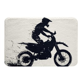 Feelyou Cool Motocross Bathroom Rugs 16"x24" Dirt Bike Bath Mats for Bathroom Ultra Soft Motorcycle Racer Bath Rugs for Shower Tub for Kids Boys Girls Racing Motocross Rider Bathroom Accossories