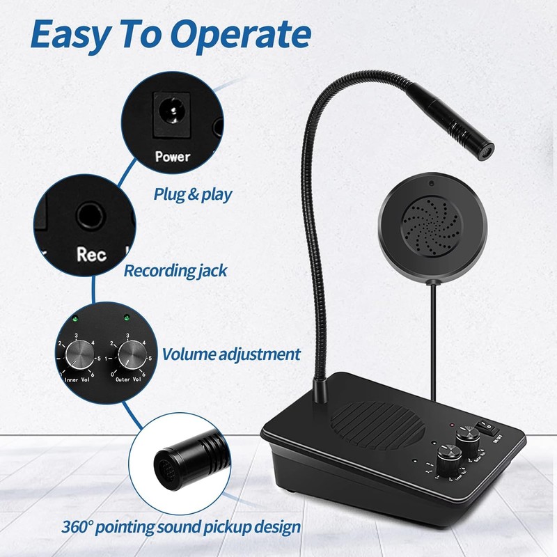 Daytech Window Speaker System 2 Way Intercom Communication Microphone Intercom