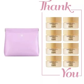 IOPE 시그니처 라벤더 파우치 & 아이오페 슈퍼바이탈 크림 40ml (5ml 8개) 세트 Signature Lavender Pouch & Iope Super Vital Cream 40ml (Set of 8 x 5ml)