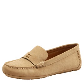 Coach Women's Sculpted C Suede Driver Loafer, Sand, 9.5