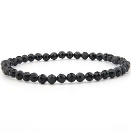 Vascavi Gemstone Bracelet 4 mm Faceted, Natural Stone as Chakra Stone, Healing Stone, Made in Germany, Pearl Bracelet Approx. 19 cm Long, Elastic, Gemstone