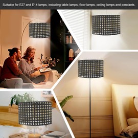 Hollow Out Lampshade, E27 E14 Decorative Table Lamp Shade Oval Shaped Metal Decorative Minimalist Ceiling Lamp Cover for Living Room, Bedroom, Dining Room