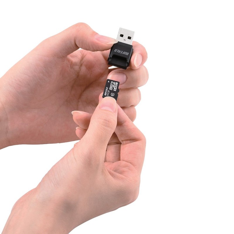 Buffalo BSCRM100U3BK USB3.0 MicroSD Compact Card Reader Black