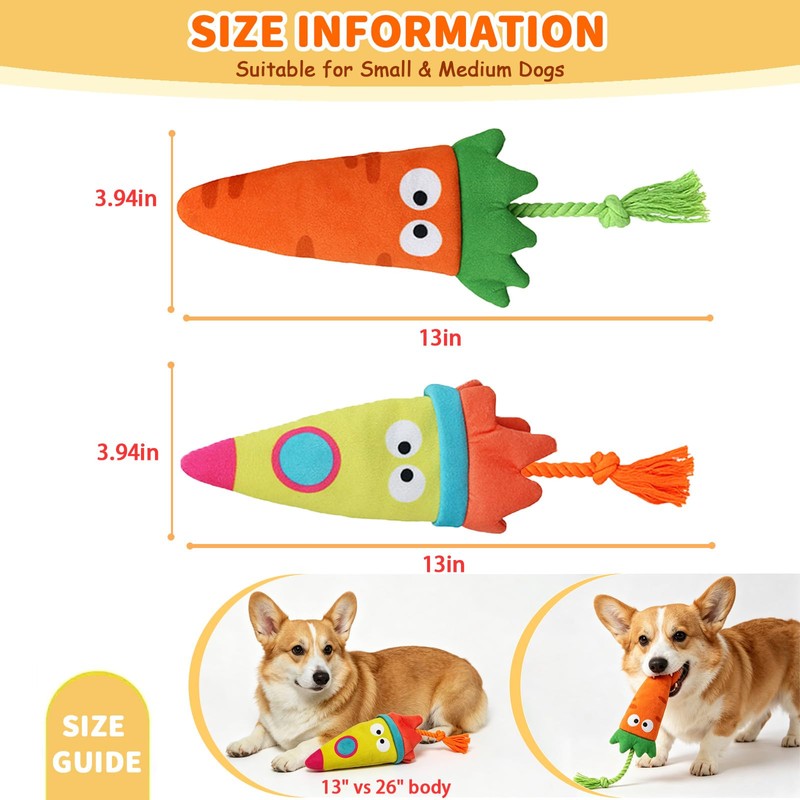 Sagildoq 2 Pack No Stuffing Dog Toys with Squeaker, Crinkle