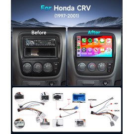 Podofo 【HiFi 16EQ】 Android Car Stereo for 1997-2001 Honda CRV Radio Manual A/C with Wireless CarPlay Android Auto MirrorLink,9inch HD Touchscreen Radio Bluetooth GPS WiFi SWC Backup Camera 2G+64G