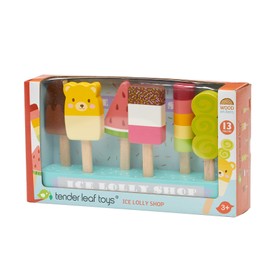 Tender Leaf Toys - Ice Lolly Shop - 13 Pieces Pretend Food Play Toy with 6 Wooden Popsicles Ice Cream Bars - Encourage Role Play and Develops Social Skills for Children - Age 3+