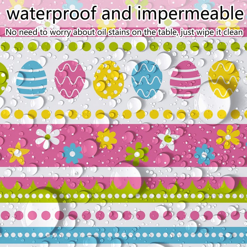YuZhou 1 PCS Easter Tablecloths, 137x229cm/54x90inch Easter Table Covers Square