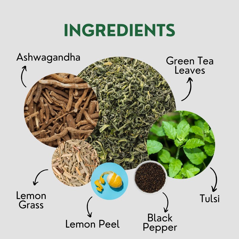 Tealeaf & Co. Tulsi Holy Basil Ashwagandha Green Tea Loose