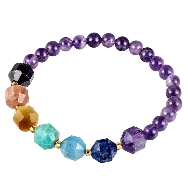 Nupuyai 7 Chakra Amethyst Healing Crystal Bracelet for Women Men,