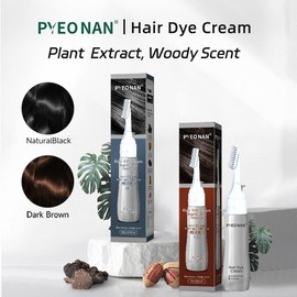 PYEONAN Hair Dye Comb, Natural Plant Extracts, Gray Hair Coverage, Hair Root Touch-Up, Permanent Coloring, Christmas Gift, 2.8 Oz./80g - Colour: Natural Black