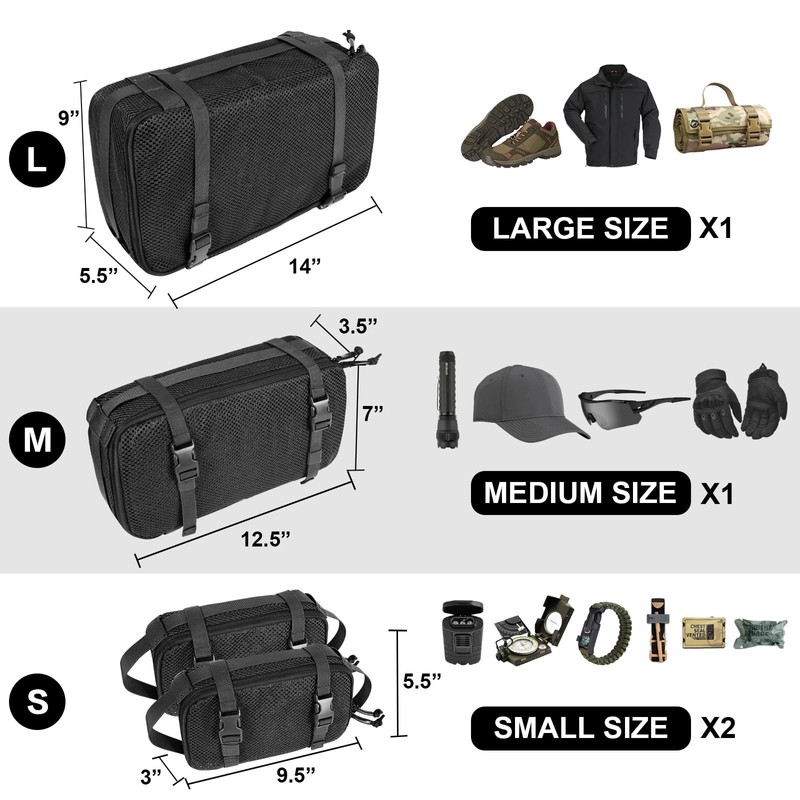 CASONMMAX 4 Set Tactical Packing Cubes ，Compressible Mesh Duffle Storage
