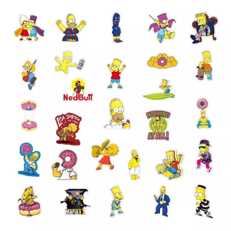 Simpsons 100 Calcomanias Stickers Contra Agua Tv Serie