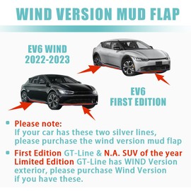 BestEvMod for EV6 Mud Flaps Non-GT Splash Guards Accessories,Splash Guard Fender (Set of 4) No Need to Drill Holes Fit for 2022-2024 Kia EV6 Accessories(Wind Version & First Edition & Light Version)