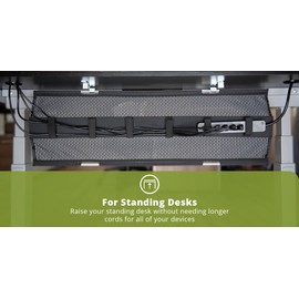 Perfect Posture Mesh Cable Organizer – Under Desk Cable Management with Adjustable Straps, Flexible Mesh, Easy-Access Design, & Standing Desk Compatible – 37.5” (Gray)