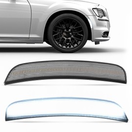 HECASA LED Side Marker Lights Compatible with 2015-2023 Chrysler 300 Replacement for CH2551136 CH2550136 Bumper Signal Parking Lamps Left & Right 2Pcs Smoke Lens Front White LED