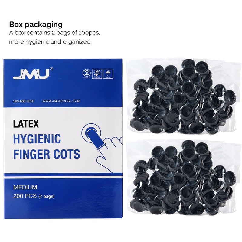 JMU Latex Finger Cots Medium, Disposable Finger Protectors, Anti-Static Fingertips