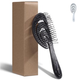 Chiara Ambra Hair Brush without Pulling, Brush for Smooth Hair and Curls, Detangling Brush for Women, Girls, Children, Hair Brush for Men, Hair Brush, Black