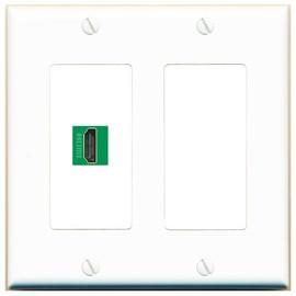 RiteAV HDMI-Green 2 Gang Wall Plate with Blank Insert Right [White]