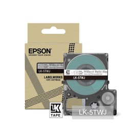Epson Label Cassette, Matte Label Tape LK-6QWJ White on Khaki, Durable Tape for Epson LabelWorks Label Printer, Water & Wear, 8m x 24mm
