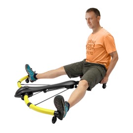 Machine Body Workout Machine Rowing Machine Ab Workout Equipment Ab Machine with Height Adjustable and Stability Ab Workout Equipment Home Gym Coaster for Stomach at Office (Yellow)
