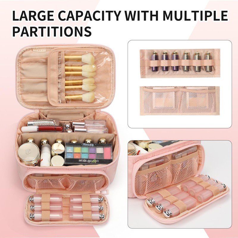 OCHEAL Makeup Bag, Multifunctional Make Up Bags Large Compact Makeup