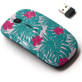 CJCBROES 2.4G Wireless Mouse with Cute Pattern Design for All Laptops and Desktops with Nano Receiver - Beautiful Tropical Flowers