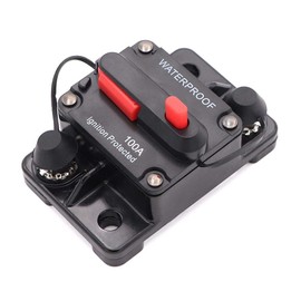 ANJOSHI 100 Amp Circuit Breaker with Manual Reset for Car Truck RV ATV Marine Trolling Motors Boat Audio System Current Overload Protection Inline Fuse Inverter, 20A-150A/12V-42V DC Waterproof (100A)