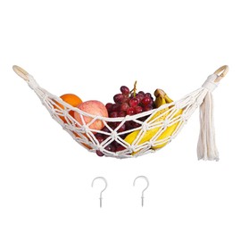 ccHuDE 22 Inches Hanging Fruit Hammock Fruit Vegetable Hanger Basket Fruit Holder Net Banana Storage Hammock with 2 Pcs Screw Hooks for Kitchen Under Cabinet