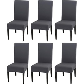 6Pcs Dining Chair Covers,High Elasticity Removable and Washable Chair Cushion Protector,for Families,Hotel and Banquets (Grey)