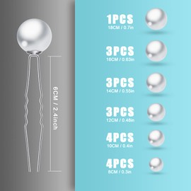 SAVITA 18 Pzs 6 Tamaños Horquillas de Perlas Perlas para el Cabello para Boda, Novia, Dama de Honor, Niñas, Mujeres (Plata)