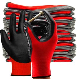 PROGANDA 12 Pairs Gardening Gloves, Nitrile Coated Work Gloves, Garden/Logistics/Assembly/Utilities & Public Works