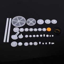 Fafeicy Plastic Gears Set Pulley Belt Worm Kits Crown Gear Set Robot Motor Toy DIY Parts for DIY Science Projects Model Amateur(34 gear packages)