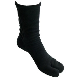 Polar Feet Fleece Tabi Flipflop Socks for Men and Women Black M (W8-9/M7-8)