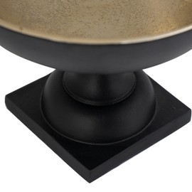 Benjara BM302693 10 in. Pedestal Stand Vintage Style Accent Bowl Gold & Antique Black