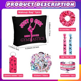 Seenelling 56 Pcs Sport Inspirational Gifts for Women Cosmetic Bag Purse Accessories for Players Teams Stuff Birthday Gifts Sport Party Favors(Classic Gymnastics,Rose Red)