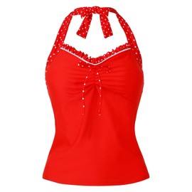 Joe Browns Women's Retro Polka Dot Halterneck Tankini Top, Red, 10