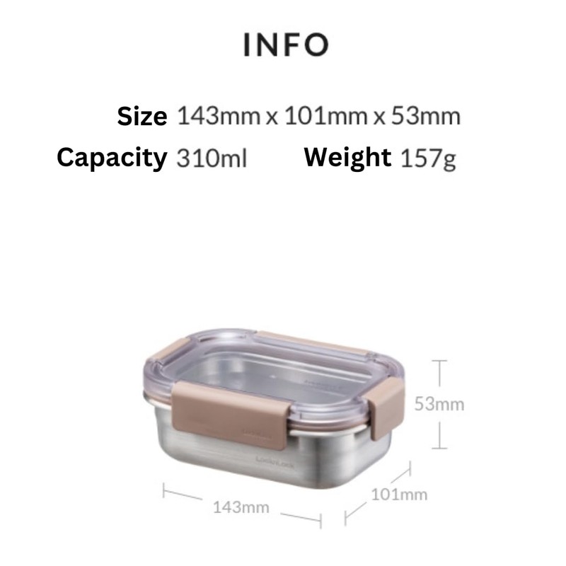 LocknLock Stainless Steel Food Storage Container - Airtight, Leak-proof, Stackable