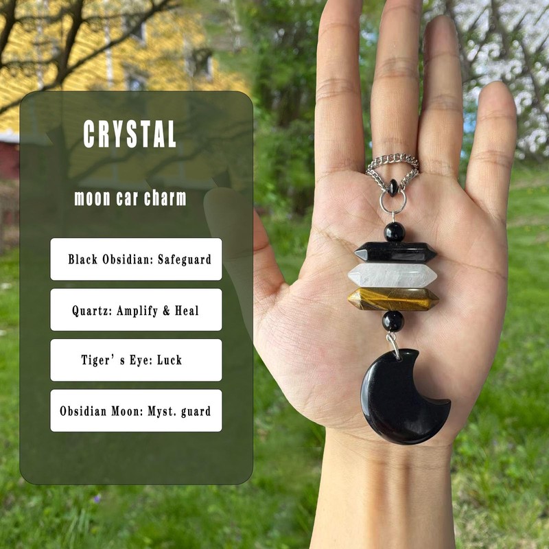 Moon Crystal Suncatcher Pendant with Healing Stones - Lucky Charm