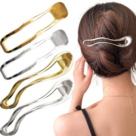 4PCS Flat Claw Clips for Women, Geometric Metal French Hair Barrette Non-slip Hair Alligator Clips for Thick Hair Fashion Hair Accessories