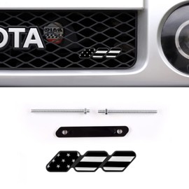 Jawmoy Pack-1 Tri-Color Grille Badge Emblem Decoration, Automobile Front Mesh Accessories, Compatible with Toyota 4Runner Tacoma Tundra (American Flag Black)