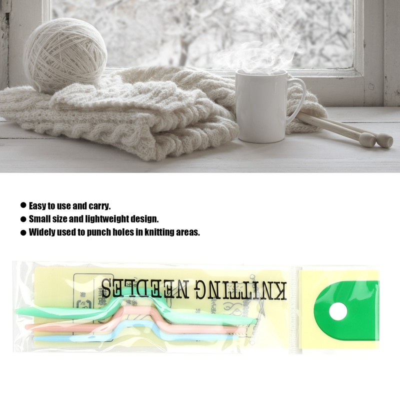 150Pcs Knitting Cable Needles 3 Sizes Smooth Durable Crooked Needle