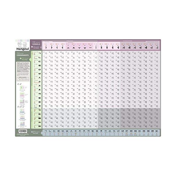 Fun to Learn Korean Alphabets- Hangeul Reading Chart 24x16 inch