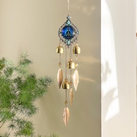 7 Chakra Meditation Pendant - Metal Leaves and Bell Sound Crisp and Pleasant, Suitable for Home Decoration in Yoga Spaces and Garden Scenes, and is The Preferred Gift for Meditators (Meditation Bell)