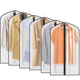 Garment Bags - Dress Bag 6Pcs Dustproof Clothes Bags - Suit Bag Cover Moth Proof Coat Bag with Zip Translucent Garment Covers Waterproof Anti-mite Breathable PEVA Clothes Covers Protector 60x120cm