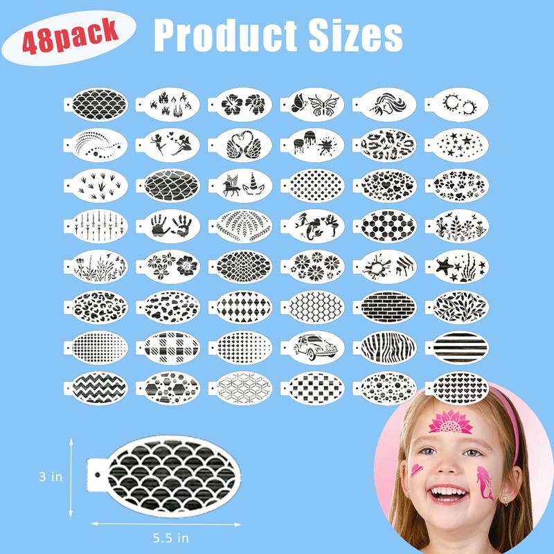 98 Pcs Face Paint Stencils Reusable