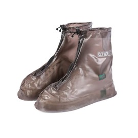 Waterproof Shoe Covers Reusable Non Slip Snow Rain Shoe Covers Shoe Protector Guards Water Resistant Overshoe (Large, Brown)